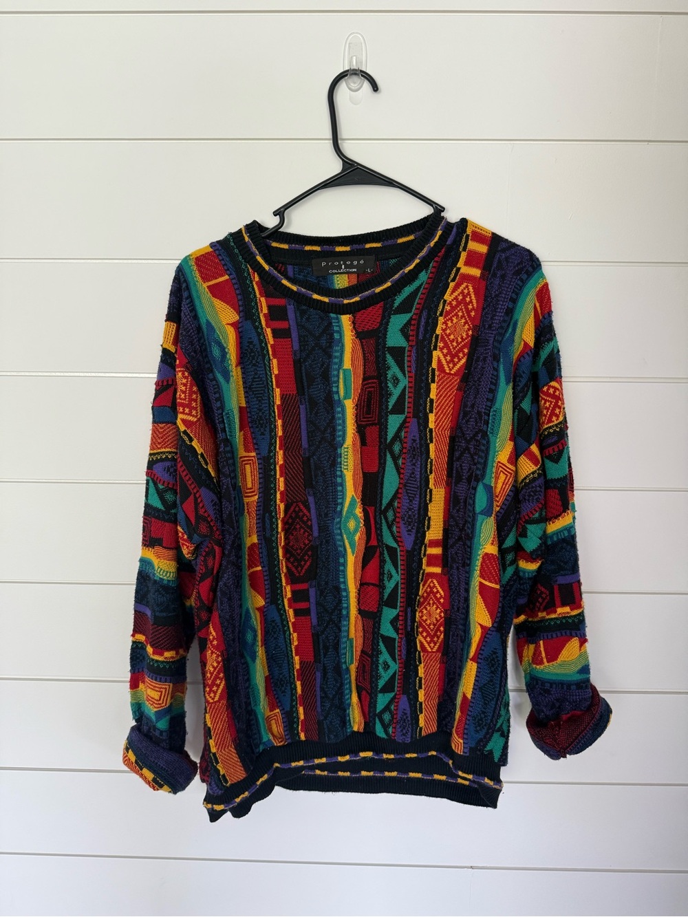 Vintage Multi-Color Protege Geometric Crewneck Sweater - Men's
